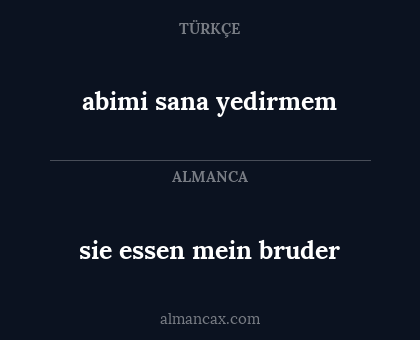 sie essen mein bruder - abimi sana yedirmem