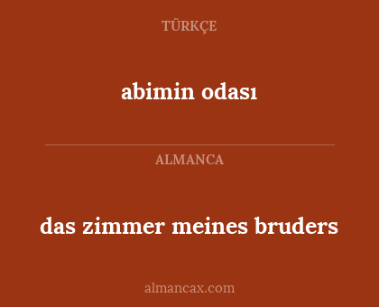 das zimmer meines bruders - abimin odası
