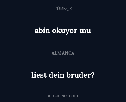 liest dein bruder? - abin okuyor mu