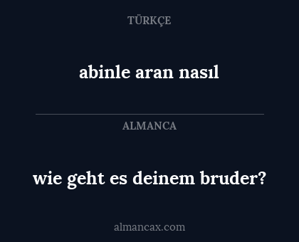 wie geht es deinem bruder? - abinle aran nasıl