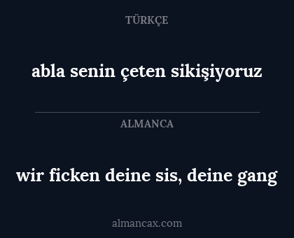 wir ficken deine sis, deine gang - abla senin çeten sikişiyoruz