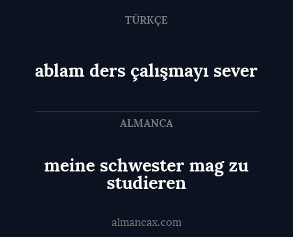 ablam ders çalışmayı sever - meine schwester mag zu studieren