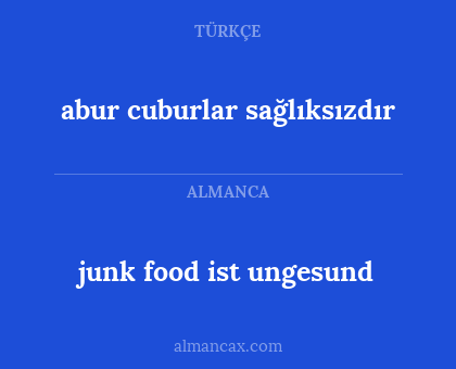 junk food ist ungesund - abur cuburlar sağlıksızdır