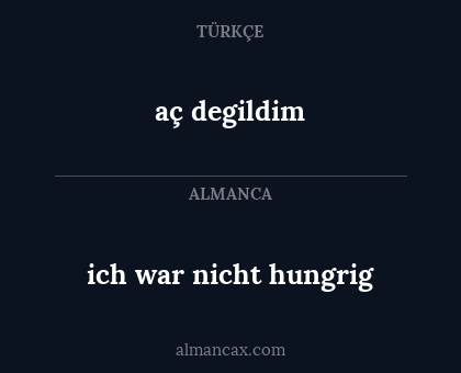 ich war nicht hungrig - aç degildim