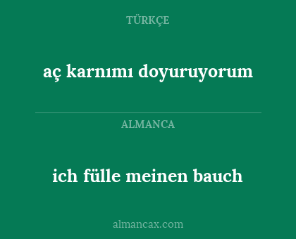 ich fülle meinen bauch - aç karnımı doyuruyorum