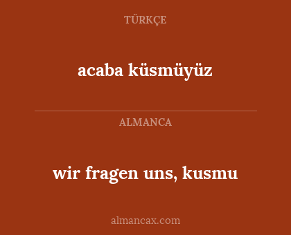 wir fragen uns, kusmu - acaba küsmüyüz