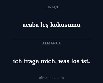 acaba leş kokusumu - ich frage mich, was los ist.