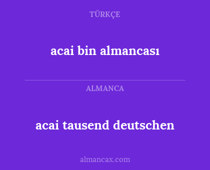 acai bin almancası - acai tausend deutschen