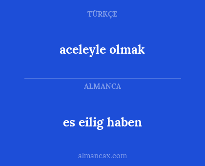 aceleyle olmak - es eilig haben
