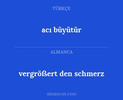 vergrößert den schmerz - acı büyütür