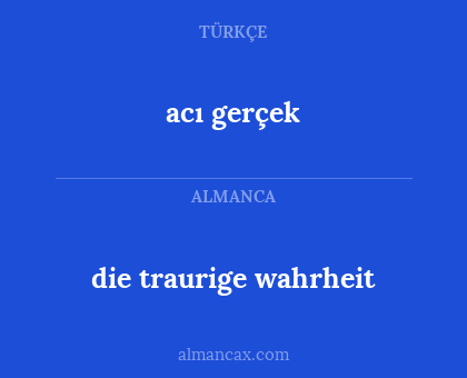 acı gerçek - die traurige wahrheit