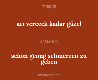schön genug schmerzen zu geben - acı verecek kadar güzel