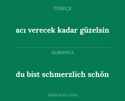 acı verecek kadar güzelsin - du bist schmerzlich schön