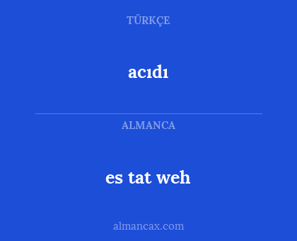 es tat weh - acıdı