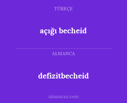 defizitbecheid - açığı becheid