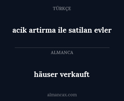 häuser verkauft - acik artirma ile satilan evler