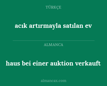 acık artırmayla satılan ev - haus bei einer auktion verkauft