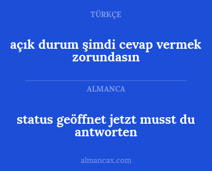 açık durum şimdi cevap vermek zorundasın - status geöffnet jetzt musst du antworten