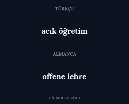 offene lehre - acık öğretim