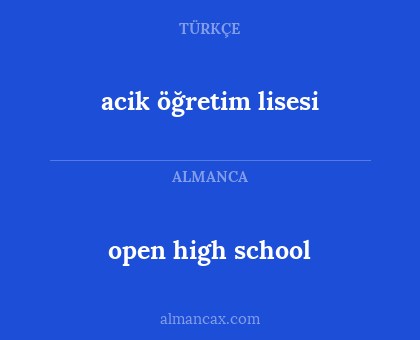 acik öğretim lisesi - open high school