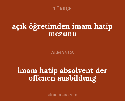 imam hatip absolvent der offenen ausbildung - açık öğretimden imam hatip mezunu