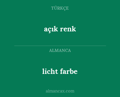 licht farbe - açık renk