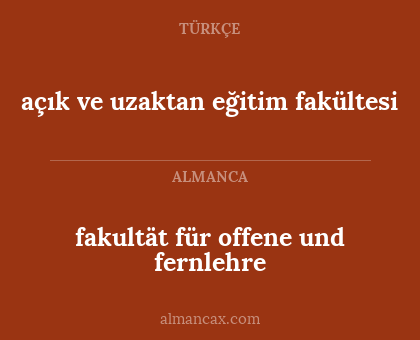 fakultät für offene und fernlehre - açık ve uzaktan eğitim fakültesi
