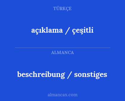beschreibung / sonstiges - açıklama / çeşitli