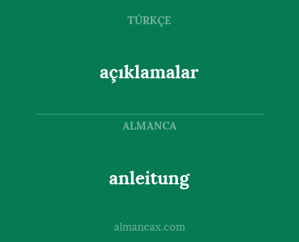 anleitung - açıklamalar