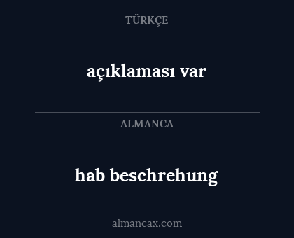 açıklaması var - hab beschrehung