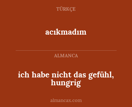 ich habe nicht das gefühl, hungrig - acıkmadım