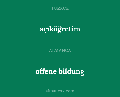 açıköğretim - offene bildung
