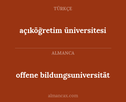 offene bildungsuniversität - açıköğretim üniversitesi