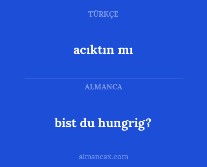 bist du hungrig? - acıktın mı