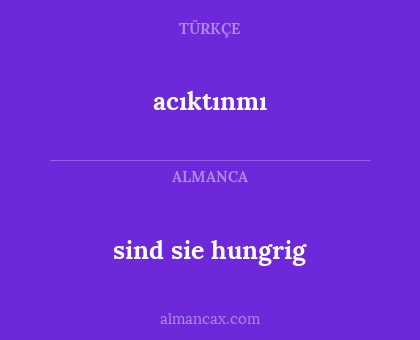acıktınmı - sind sie hungrig