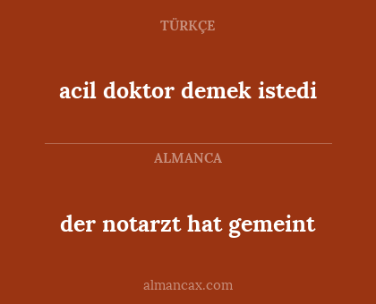 der notarzt hat gemeint - acil doktor demek istedi