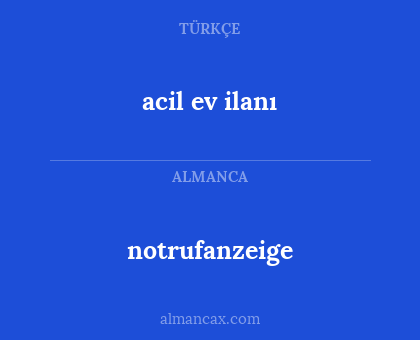 acil ev ilanı - notrufanzeige