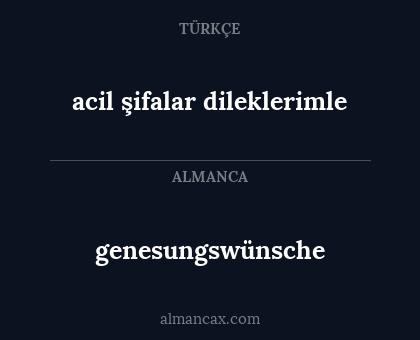 genesungswünsche - acil şifalar dileklerimle