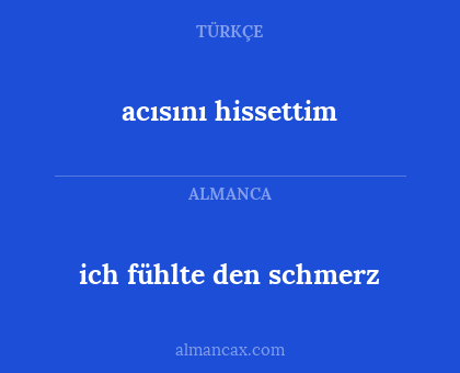 ich fühlte den schmerz - acısını hissettim