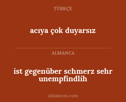 ist gegenüber schmerz sehr unempfindlih - acıya çok duyarsız