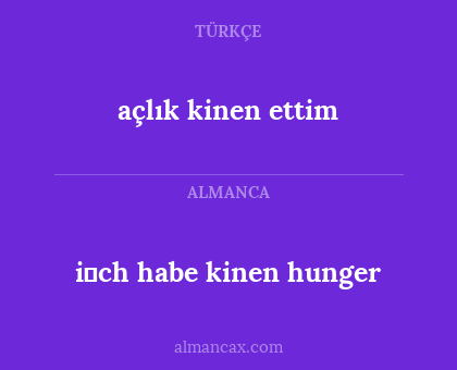 i̇ch habe kinen hunger - açlık kinen ettim