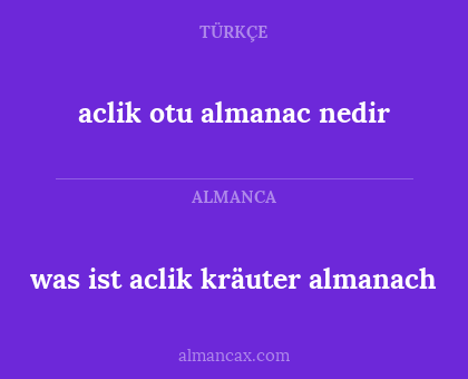 was ist aclik kräuter almanach - aclik otu almanac nedir