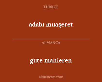 adabı muaşeret - gute manieren