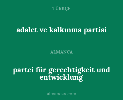 partei für gerechtigkeit und entwicklung - adalet ve kalkınma partisi