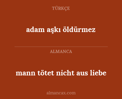 mann tötet nicht aus liebe - adam aşkı öldürmez