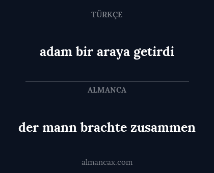 adam bir araya getirdi - der mann brachte zusammen