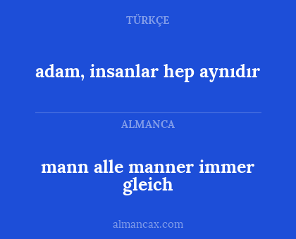 mann alle manner immer gleich - adam, insanlar hep aynıdır
