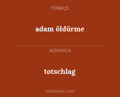 totschlag - adam öldürme