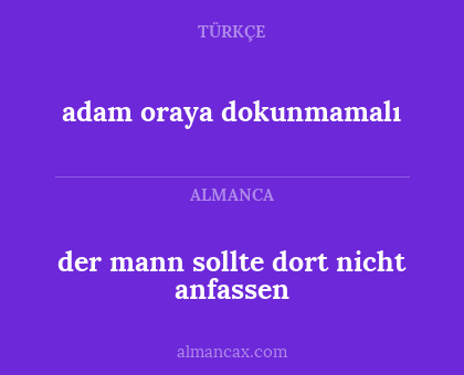 adam oraya dokunmamalı - der mann sollte dort nicht anfassen