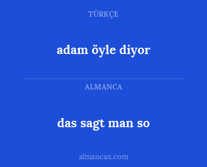 adam öyle diyor - das sagt man so